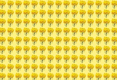 Üç boyutlu, pürüzsüz desenli, güzel sarı hardal çiçekli.