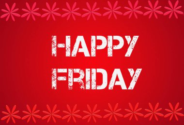 Bir 3D illüstrasyon Mutlu Cuma metni soyut kar taneleri ile kırmızı arkaplanda izole