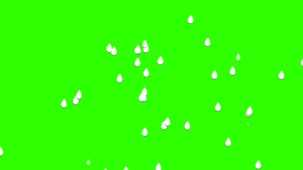 Rain Анимация Мультфильма Зеленом Экране Капля Анимационной Воды Капля Дождя — стоковое видео