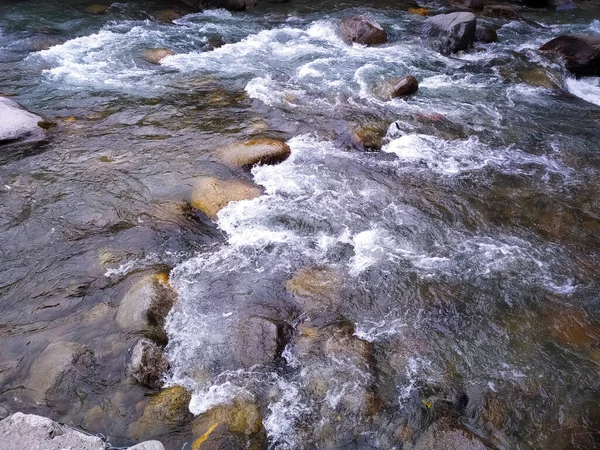 Water Flowing Big Stones Lying River — Stock Photo, Image