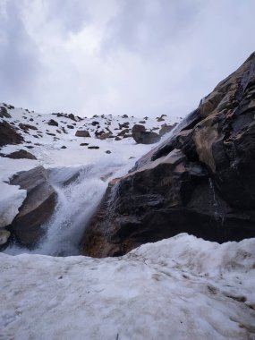 Karlı bir dağın tepesindeki su kaynağı. Bunun dağın tepesinde olduğunu bile bile. Buraya ulaşmak için çok çalışmak gerekiyor..
