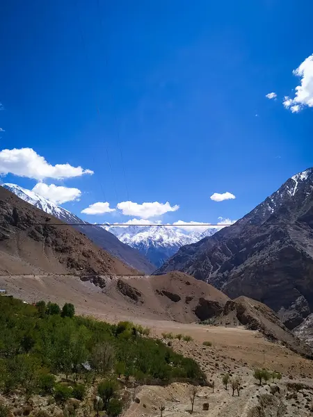 Paisagem Com Árvores Verdes Nos Himalaias Com Céu Azul Nuvens — Fotografia de Stock