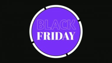 Siyah arka planda Kara Cuma 4K neon ışığı animasyonu. Siyah ekran karşısında dönen bir daire çerçeve ile. Pankart ve semboller neon levha iş konsepti, dükkan, dükkan, gece kulübü veya restoran için kullanılır