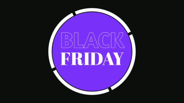 Black Friday Neon Sign Animation Black Background Rotating Circle Frame — Stock Video