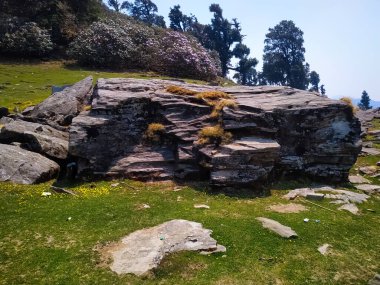 Güzel bir manzarada eski bir kaya