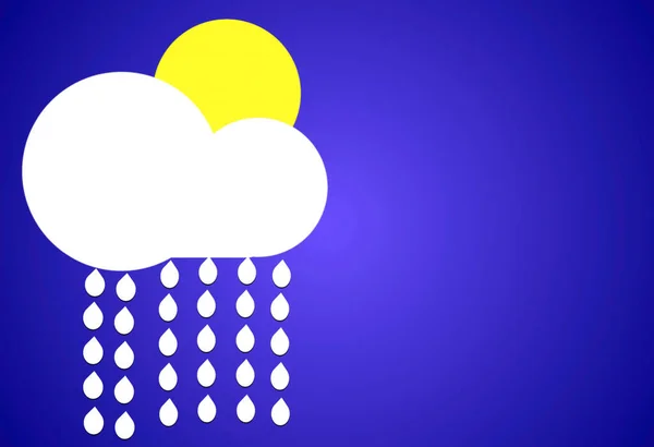 Rendering Cloud Sun Raining Computing Concept Isolated Blue Background — 图库照片