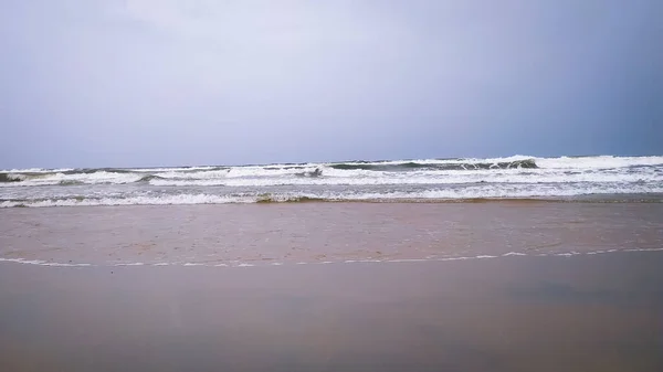 Plage Claire Sable Doré Avec Belles Vagues Sont Utilisés Comme — Photo