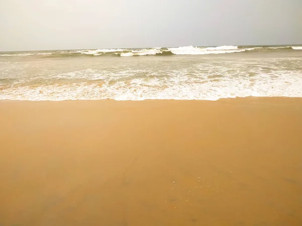 Pattern Sea White Foam Sandy Beach — Stok fotoğraf