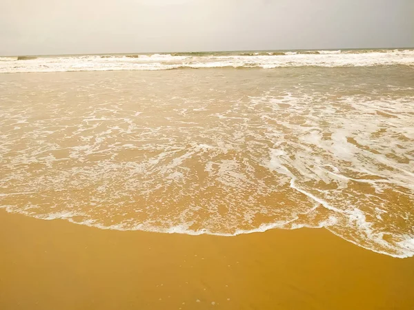 Belle Vague Douce Océan Sur Fond Plage Sable Fin — Photo