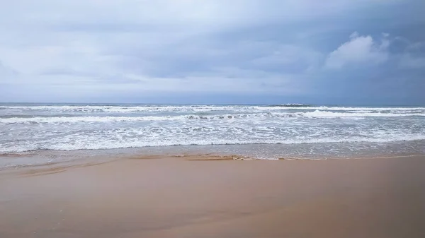 Soft Beautiful Ocean Wave Sandy Beach Background Summer Sand Beach — ストック写真