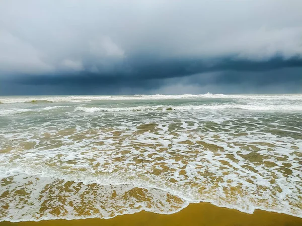 Clear White Wave Beach Stormy Sky — ストック写真