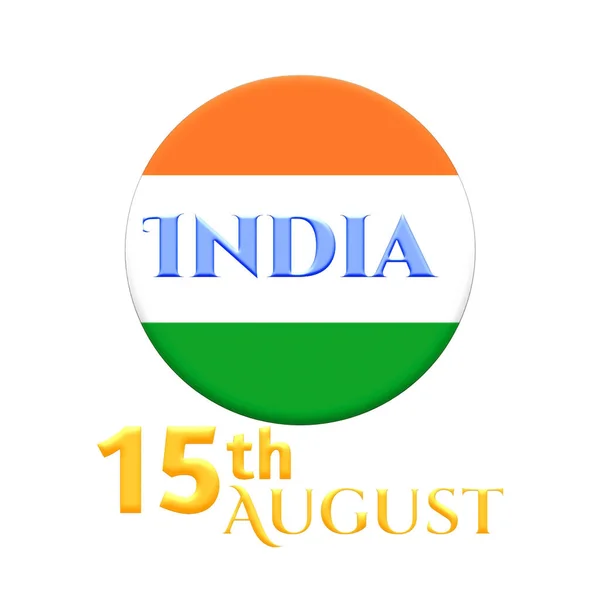 India Flag Glossy Ilustracja Okrągły Guzik Słowem Angielski Znak Symbol — Zdjęcie stockowe