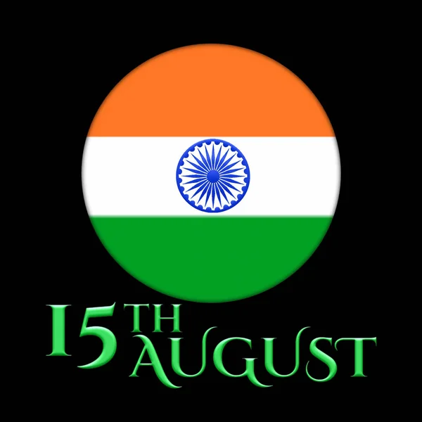 Indian Flag Button 15Th August Text Isolated Black Background Sign — Zdjęcie stockowe