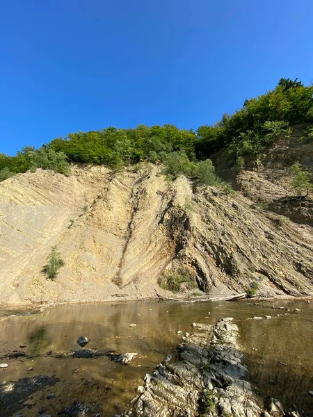 Wislok Görülebilir Kayası Rudawka Rymanowska Yakınlarında Olza Duvarı Olarak Adlandırılıyor — Stok fotoğraf