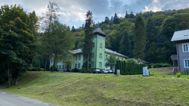 Rymanow - Zdroj Subcarpathian Voyvoda Polonya, 13. Eyüp 2021 Spa Parkı 'nda bir Sanatoryum Uzdrowiskowe Maria