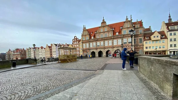 Gdansk Poland January 2022 Old Town Historic Buildings Motlawa River — Stockfoto