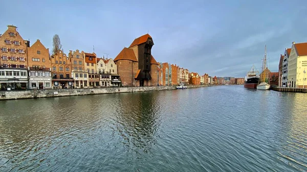 Gdansk Poland January 2022 Old Town Historic Buildings Motlawa River — Fotografia de Stock