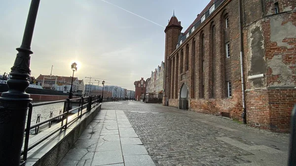 Gdansk Poland January 2022 Old Town Historic Buildings Motlawa River — Foto de Stock