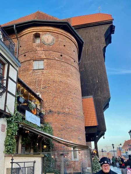 Gdansk Polonia Enero 2022 Casco Antiguo Edificios Históricos Río Motlawa — Foto de Stock