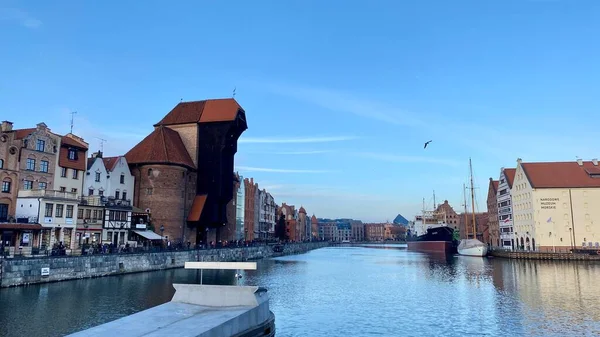 Gdansk Poland January 2022 Old Town Historic Buildings Motlawa River — Fotografia de Stock