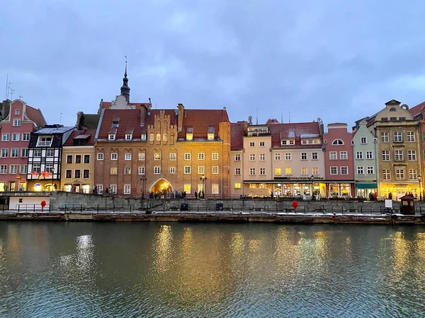 Gdansk Poland January 2022 Old Town Historic Buildings Motlawa River — Fotografia de Stock