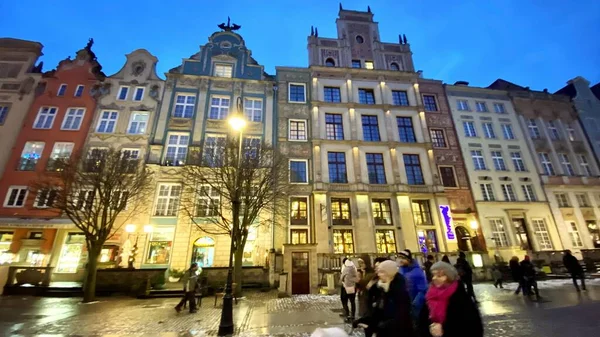Gdansk Polônia Janeiro 2022 Cidade Velha Edifícios Históricos Dluga Street — Fotografia de Stock