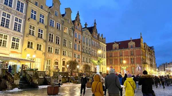 Gdansk Poland January 2022 Old Town Historic Buildings Dluga Street — Φωτογραφία Αρχείου