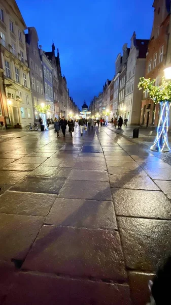 Gdansk Poland January 2022 Old Town Historic Buildings Dluga Street — Foto Stock