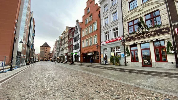 Gdansk Polen Januari 2022 Gamla Stan Historiska Byggnader Färgglada Hus — Stockfoto