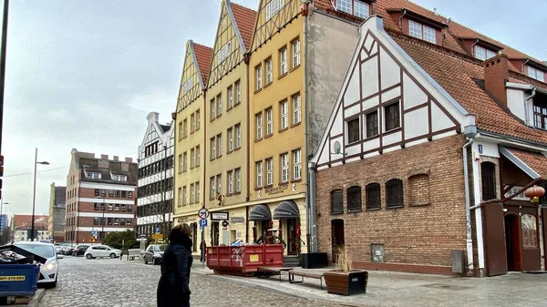 Danzig Polen Januar 2022 Altstadt Historische Gebäude Bunte Häuser Auf — Stockfoto