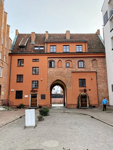 Gdansk Poland January 2022 Old Town Historic Buildings Colorful Tenement — Stock Photo, Image