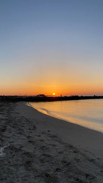 Empty Beaches Sunrise Orange Sky Calm Can — Stockfoto