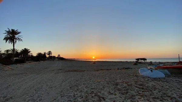 Empty Beaches Sunrise Orange Sky Calm Can — Stockfoto