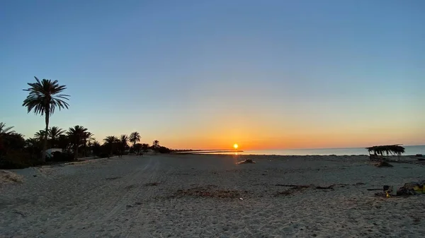 Empty Beaches Sunrise Orange Sky Calm Can — Foto de Stock