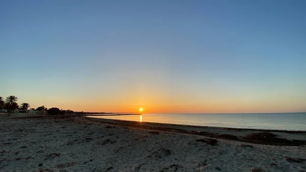 Empty Beaches Sunrise Orange Sky Calm Can — Stock Fotó
