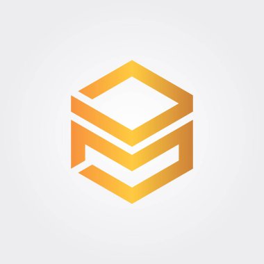 M harfi altıgen vektör tasarımı çizimleri