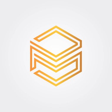 M harfi altıgen vektör tasarımı çizimleri