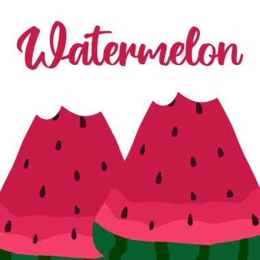  Karpuzdan yapılmış el yapımı çerçeve. Lezzetli karpuzların deseni. Çerçeve etiketler, afişler, reklamlar için uygundur.