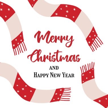 Eşarplı Noel kartı. Noel posteri.