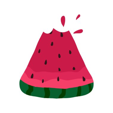 Elle çizilmiş karpuz dilimi. Sulu karpuz..