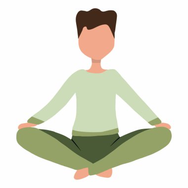 Adam nilüfer pozisyonunda oturuyor. Yoga yapıyorum. Yoga yapan genç adam meditasyon yapıyor, farkındalık egzersizi yapıyor, evde ruhsal disiplin uyguluyor..