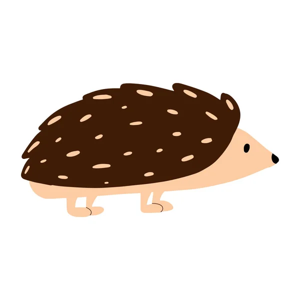 Dětská ilustrace roztomilého ježka izolovaného na bílém pozadí. Lesní ježek ručně kreslený s karikaturou styl. — Stockový vektor