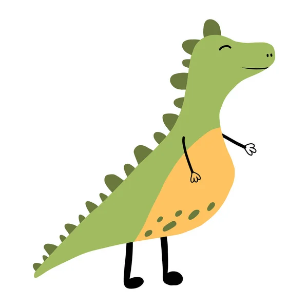 Vector illustration of cute dinosaur. Green roaring dinosaur. — Stock Vector
