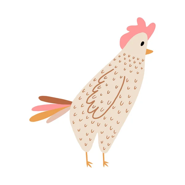 Vector illustration of a cute chicken in baby boho style. Chicken isolated on a white background. — Stock Vector