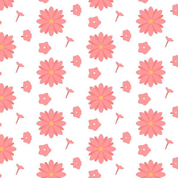 Vector seamless pattern with pink flowers. Pattern with spring flowers. Spring pattern. — Stock Vector