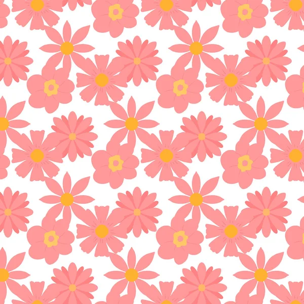 Διάνυσμα χωρίς ραφή μοτίβο με ροζ λουλούδια. Μοτίβο με ανοιξιάτικα λουλούδια. Σχέδιο ελατηρίου. — Διανυσματικό Αρχείο