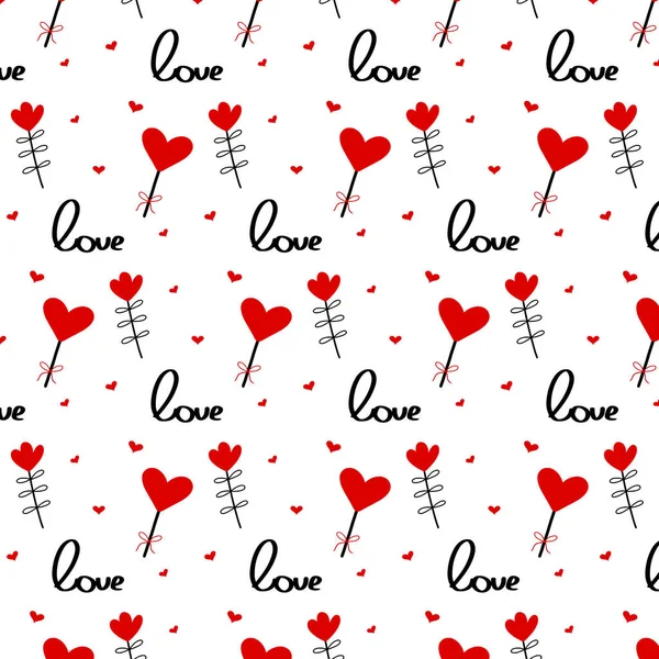 Patrón sin costura vectorial para el Día de San Valentín. Al estilo Doodle. Patrón con corazones. — Vector de stock