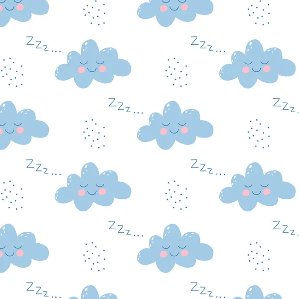 Vector seamless pattern with cute cloud. Childish pattern with a cloud . Good night pattern. — Stock Vector