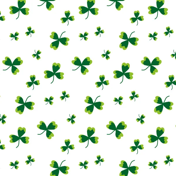 Vektornahtloses Muster mit grünem Klee. Niedliches Muster zum St. Patricks Day mit Klee. — Stockvektor