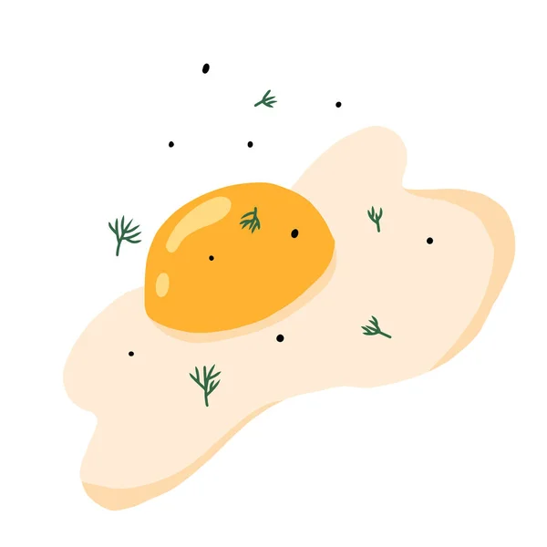 蔬菜炒蛋的病媒图解.可爱的鸡蛋早餐。绿色的煎蛋卷. — 图库矢量图片